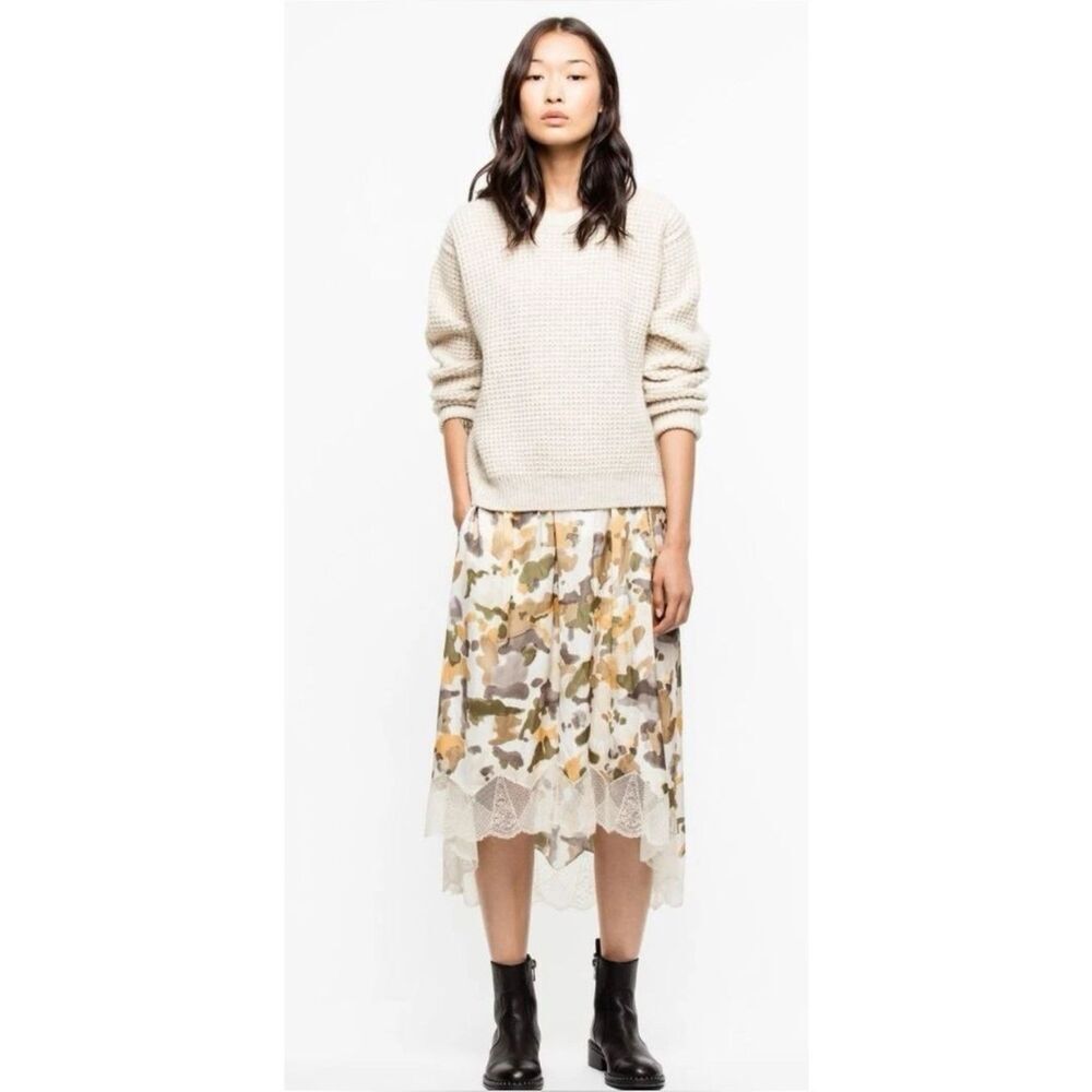 Zadig & Voltaire Joslin Camouflage Lace Trim Skirt Size US 8